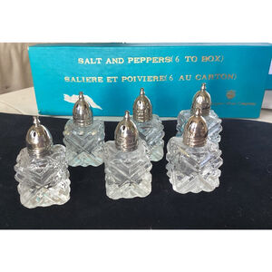 Silver Plated Glass Salt & Pepper Shakers F.B Roger’s Silver Co Set Of 6 Vintage